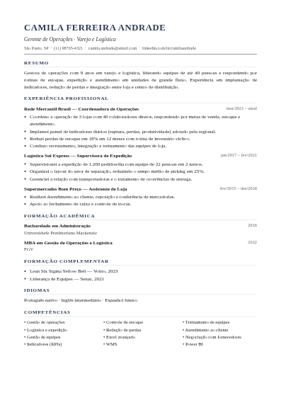 Modelo de currículo Clássico